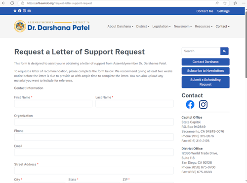 AD76 Patel letter ofsupport request